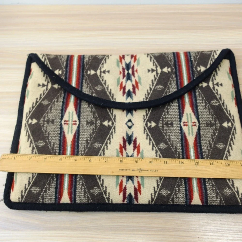 Wool Blanket‎ Bag Western Brown Aztec Southwestern Navajo Laptop Portfolio
